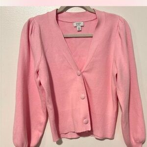 Cute girly milkshake‎ pink button front cardigan with puff sleeves xs